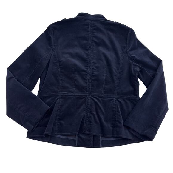 Talbots Navy Blue Velvet Military Inspired Classy Blazer Jacket Women's Size 12 - Picture 3 of 7